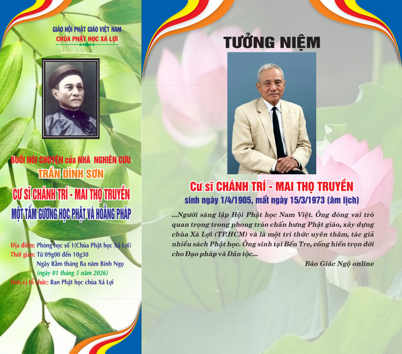 BUỔI NÓI CHUYỆN: CƯ SĨ CHÁNH TRÍ - MAI THỌ TRUYỀN