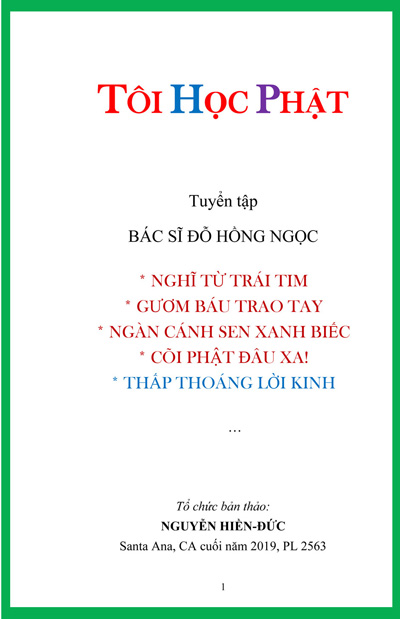 “TÔI HỌC PHẬT”  - TUYỂN TẬP CỦA BS. ĐỖ HỒNG NGỌC